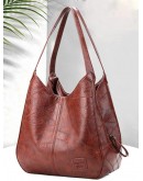 Women's Retro Soft Leather High Capacity Shoulder Bag