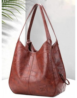 Women's Retro Soft Leather High Capacity Shoulder Bag