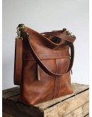 Retro handmade portable messenger leather bag